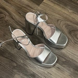 Zara platform heels metalic